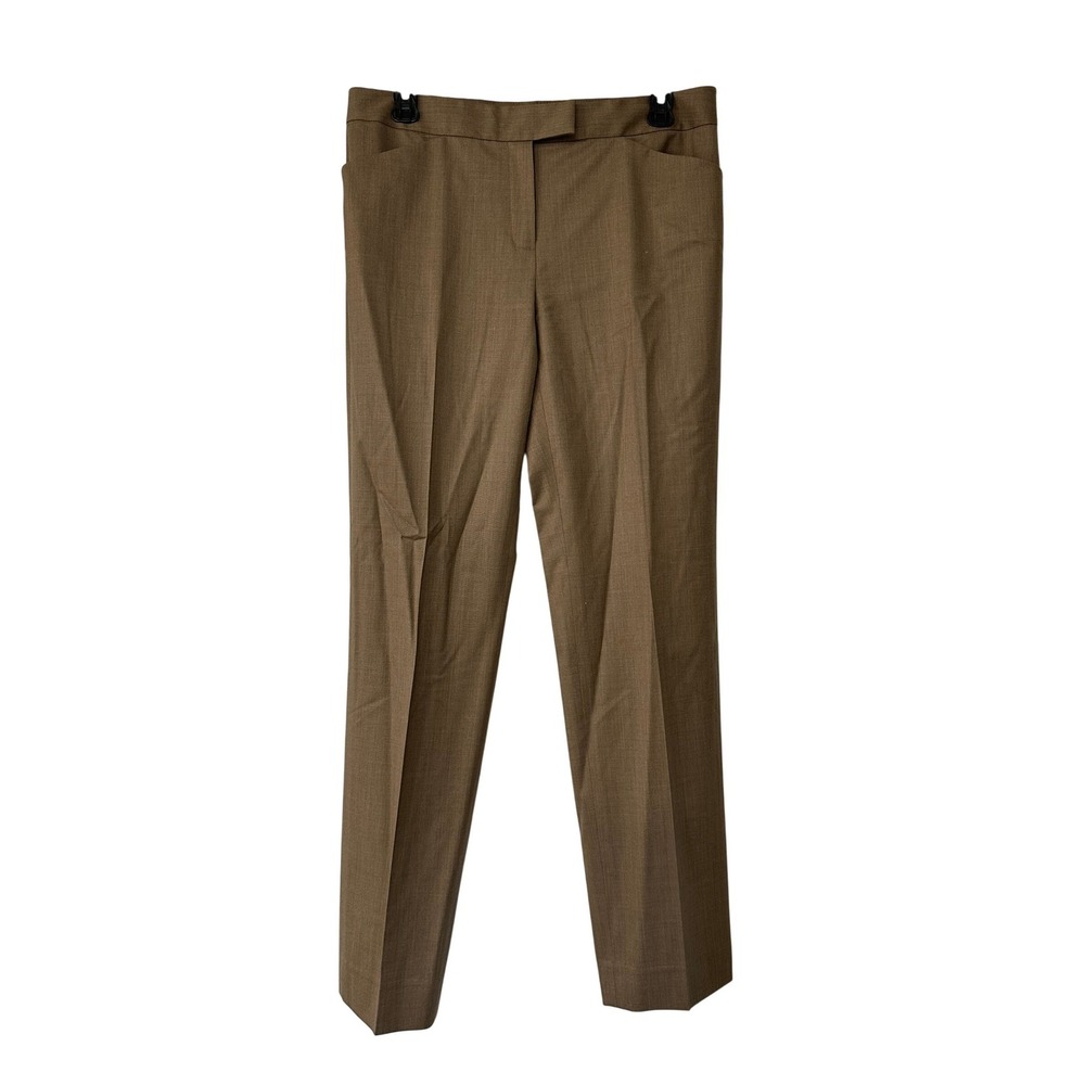 Lafayette 148 New York Irving Brown Virgin Wool Stretch Slim Leg Pants Size 6